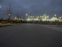 Nighttime in Berlin: Industrial Factory with Neon Lights