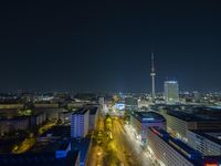 Nighttime in Berlin, Germany: A Cityscape of Skyscrapers