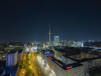 Nighttime in Berlin, Germany: A Cityscape of Skyscrapers