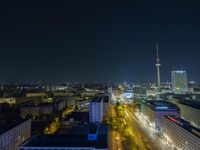 Nighttime in Berlin, Germany: A Cityscape of Skyscrapers