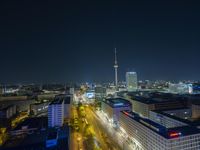 Nighttime in Berlin, Germany: A Cityscape of Skyscrapers