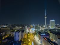 Nighttime in Berlin, Germany: A Cityscape of Skyscrapers