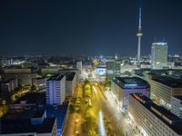 Nighttime in Berlin, Germany: A Cityscape of Skyscrapers