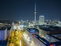 Nighttime in Berlin, Germany: A Cityscape of Skyscrapers