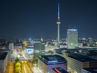 Nighttime in Berlin, Germany: A Cityscape of Skyscrapers