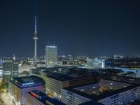 Nighttime in Berlin, Germany: A Cityscape of Skyscrapers