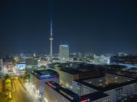 Nighttime in Berlin, Germany: A Cityscape of Skyscrapers