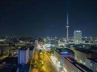 Nighttime in Berlin, Germany: A Cityscape of Skyscrapers