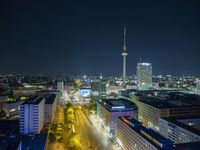 Nighttime in Berlin, Germany: A Cityscape of Skyscrapers