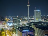 Nighttime in Berlin, Germany: A Cityscape of Skyscrapers