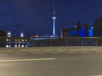 Nighttime in Berlin: High Rise Buildings Illuminate the City