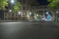 Nighttime in Berlin: Street Lights and Buildings