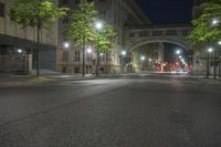 Nighttime in Berlin: Street Lights and Buildings