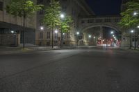 Nighttime in Berlin: Street Lights and Buildings