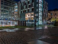 Nighttime in Berlin: Wet Roads and Artificial Light