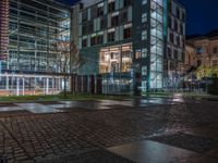 Nighttime in Berlin: Wet Roads and Artificial Light