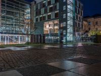 Nighttime in Berlin: Wet Roads and Artificial Light