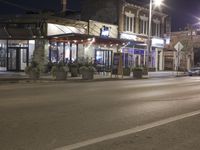 Nighttime Chicago City Streets in a Mixed-Use Neighborhood