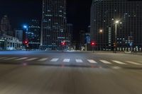 Nighttime Chicago Cityscape in Illinois, USA