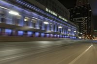 Nighttime in Chicago: Cityscape with Streaks of Light