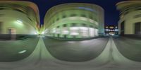 this is a photo of an image of buildings with motion blurs being shown,