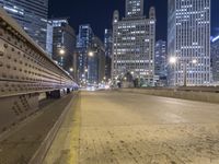 Nighttime in Chicago: Skyscrapers and Cityscape