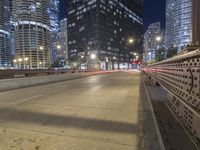 Nighttime in Chicago: Skyscrapers and Cityscape