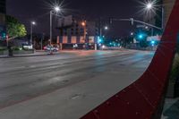 Nighttime City Lights: Street View of an Office Building