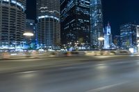 Nighttime Cityscape of Chicago, Illinois, USA