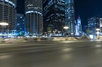 Nighttime Cityscape of Chicago, Illinois, USA