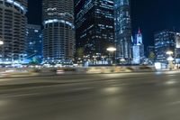 Nighttime Cityscape of Chicago, Illinois, USA