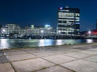 Nighttime Cityscape in Holland, Europe