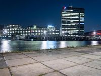 Nighttime Cityscape in Holland, Europe