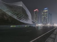 Nighttime Cityscape: Lights and Skyscrapers in Asia