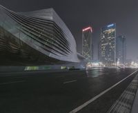 Nighttime Cityscape: Lights and Skyscrapers in Asia