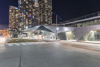 Nighttime cityscape of Toronto with modern architecture and skyscrapers