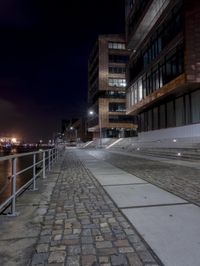 Nighttime in Hamburg: Harbor Views of the Business District