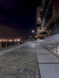 Nighttime in Hamburg: Harbor Views of the Business District