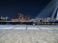 Nighttime Harbor Cityscape in Amsterdam, Netherlands