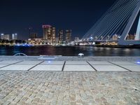 Nighttime Harbor Cityscape in Amsterdam, Netherlands