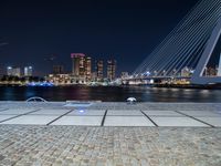 Nighttime Harbor Cityscape in Amsterdam, Netherlands