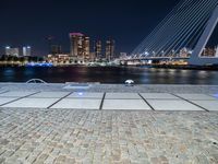 Nighttime Harbor Cityscape in Amsterdam, Netherlands