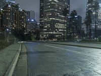 Nighttime in Los Angeles: Cityscape of High-Rise Buildings