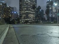 Nighttime in Los Angeles: Cityscape of High-Rise Buildings