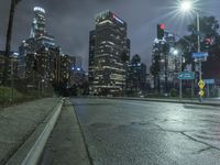 Nighttime in Los Angeles: Cityscape of High-Rise Buildings