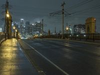 Nighttime in Los Angeles: Cityscape with Rainy Streets and Bright Lights