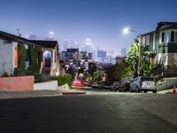 Nighttime in Los Angeles: Clear Skies Over Urban Roads