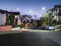 Nighttime in Los Angeles: Clear Skies Over Urban Roads