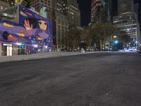 Nighttime in Manhattan: Street Lights Illuminate the Cityscape