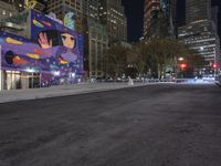 Nighttime in Manhattan: Street Lights Illuminate the Cityscape